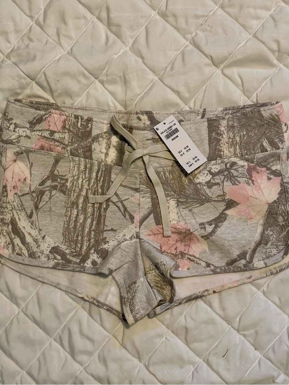 Hollister Pink & Gray Floral Drawstring Sleep Shorts